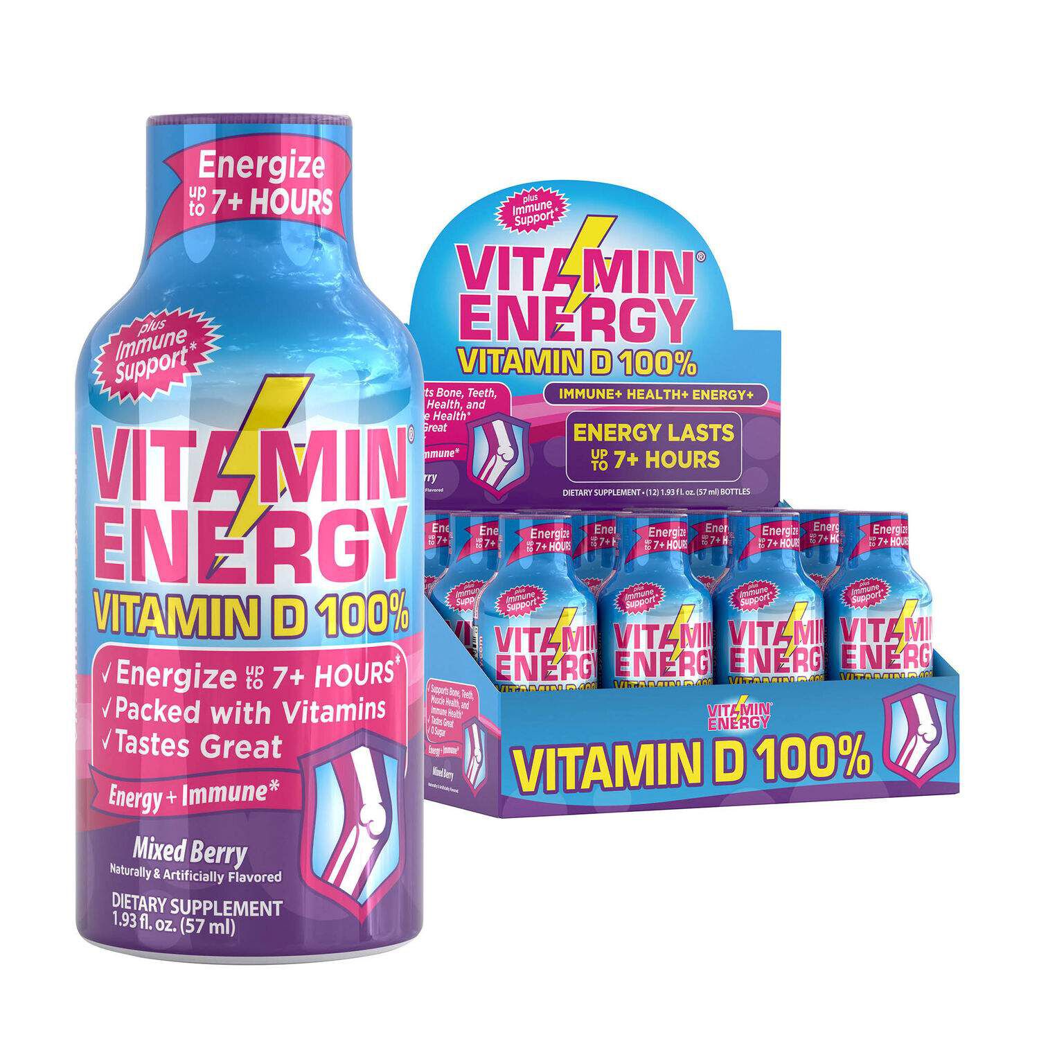 Vitamin D 100 Liquid Supplement Mixed Berry 12 Bottles GNC